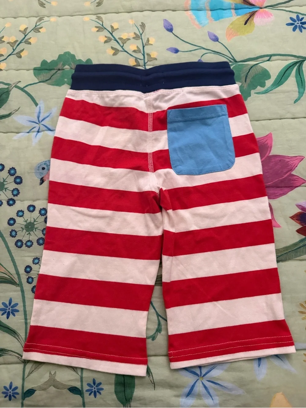 Boden Red & White Striped Drawstring Shorts